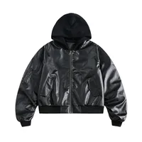 Jiayiku Men's Clothing Vintage  Spring New American Retro Baseball Uniform Motorcycle PU Leather Jacket Hooded Jacket main image 1