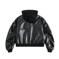 Jiayiku Men's Clothing Vintage  Spring New American Retro Baseball Uniform Motorcycle PU Leather Jacket Hooded Jacket main image 4