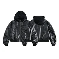 Jiayiku Men's Clothing Vintage  Spring New American Retro Baseball Uniform Motorcycle PU Leather Jacket Hooded Jacket main image 5
