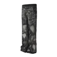 American Vintage Paint Brush Washed Distinctive Cleanfit Micro-jeans Men's Trendy Zipper Design Vibe Pants main image 2
