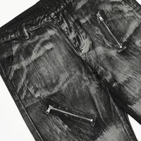 American Vintage Paint Brush Washed Distinctive Cleanfit Micro-jeans Men's Trendy Zipper Design Vibe Pants main image 3