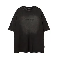 Jiayiku Men's  American Retro Fashion Brand Wash T-shirt Short Sleeve Loose Heavy Industry Embroidered Street T-shirt sku image 2