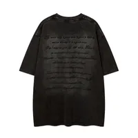 Jiayiku Men's  American Retro Fashion Brand Wash T-shirt Short Sleeve Loose Heavy Industry Embroidered Street T-shirt main image 2