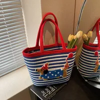 Large Capacity Cute Puppy Ladies Handbag Hand Woven Large Capacity Vegetable Basket Dachshund Dog Bag Wholesale main image 4