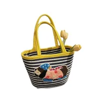 Large Capacity Cute Puppy Ladies Handbag Hand Woven Large Capacity Vegetable Basket Dachshund Dog Bag Wholesale main image 5