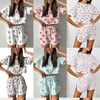 Women's Short-sleeved Shorts Jacquard Printed Summer Fashion Two-piece Pajamas Home Clothes Suit main image 1