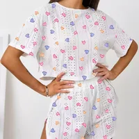 Women's Short-sleeved Shorts Jacquard Printed Summer Fashion Two-piece Pajamas Home Clothes Suit main image 4