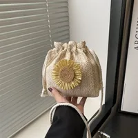 Straw Woven Cute Instagram Style Summer Shoulder Crossbody Bag Distinctive Girl's Woven Bag Women's Bag New Fashionable Bucket Bag main image 2