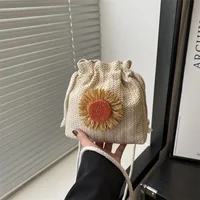 Straw Woven Cute Instagram Style Summer Shoulder Crossbody Bag Distinctive Girl's Woven Bag Women's Bag New Fashionable Bucket Bag main image 3