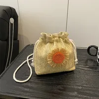 Straw Woven Cute Instagram Style Summer Shoulder Crossbody Bag Distinctive Girl's Woven Bag Women's Bag New Fashionable Bucket Bag main image 4