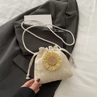 Straw Woven Cute Instagram Style Summer Shoulder Crossbody Bag Distinctive Girl's Woven Bag Women's Bag New Fashionable Bucket Bag sku image 2