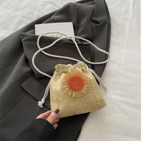 Straw Woven Cute Instagram Style Summer Shoulder Crossbody Bag Distinctive Girl's Woven Bag Women's Bag New Fashionable Bucket Bag sku image 6