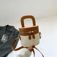 Internet Celebrity Woven Fashionable Elegant Handbag  Summer New Stylish Shoulder Bag Straw Woven Textured Bucket Bag Trendy main image 2