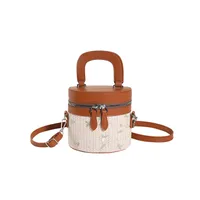 Internet Celebrity Woven Fashionable Elegant Handbag  Summer New Stylish Shoulder Bag Straw Woven Textured Bucket Bag Trendy sku image 4