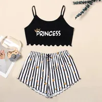 Wish Europe And The United States    Selling Printed Suspenders Tube Top Shorts Home Clothes sku image 11