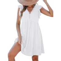 Europe And The United States   Spring New Women's V-neck Lace Hollow Short Sleeve Blouse Dress main image 2