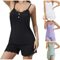Spring And Summer New   Popular Suspender Shorts Solid Color Lace Casual Home Wear Women's Clothing main image 1