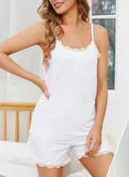 Spring And Summer New   Popular Suspender Shorts Solid Color Lace Casual Home Wear Women's Clothing sku image 2