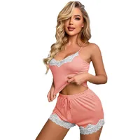Foreign Trade Pajamas Women's Lace Decorative Pit Sling Pajamas Shorts Suit Casual Women's Home Clothes main image 5