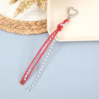 New Style Woven Leather Rope Keychain Pendant Simple All-match Miu Bag Hanging Accessories Short Mobile Phone Lanyard main image 3