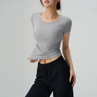 Wholesale Artificial Cotton Spandex Simple Style Sport Style Solid Color Short Sleeve T-Shirts sku image 6