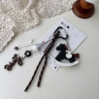 Miu Style Carabiner Letter Puppy Bear Car Keychain Sweet Bead Chain Pendant Bag Pendant Hanging Jewelry sku image 12
