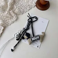 Miu Style Carabiner Letter Puppy Bear Car Keychain Sweet Bead Chain Pendant Bag Pendant Hanging Jewelry sku image 4