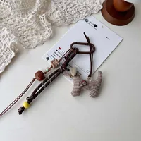 Miu Style Carabiner Letter Puppy Bear Car Keychain Sweet Bead Chain Pendant Bag Pendant Hanging Jewelry sku image 6
