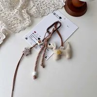 Miu Style Carabiner Letter Puppy Bear Car Keychain Sweet Bead Chain Pendant Bag Pendant Hanging Jewelry sku image 7