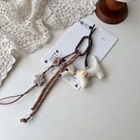 Miu Style Carabiner Letter Puppy Bear Car Keychain Sweet Bead Chain Pendant Bag Pendant Hanging Jewelry sku image 2