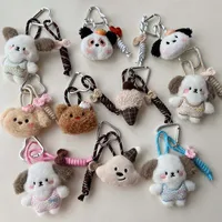 New-style Cartoon Cotton-filled Fabric Puppy Rabbit Doll Car Keychain Pendant Mobile Phone Lanyard Bag Hanging Ornaments For Women main image 1
