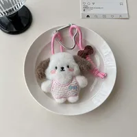 New-style Cartoon Cotton-filled Fabric Puppy Rabbit Doll Car Keychain Pendant Mobile Phone Lanyard Bag Hanging Ornaments For Women sku image 9