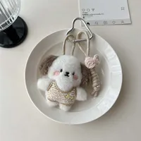 New-style Cartoon Cotton-filled Fabric Puppy Rabbit Doll Car Keychain Pendant Mobile Phone Lanyard Bag Hanging Ornaments For Women sku image 13