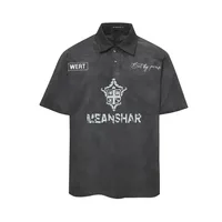 Jiayiku Men's  Summer Short Sleeve American Style Jersey Sports Shirt Wasteland Style Dirty Dyed Washed main image 3