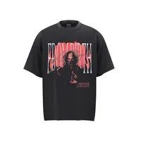 Jiayiku Men's  Summer American Street Fashion Brand Washed Tee Cultural Shirt Dark Character T-Shirt Short Sleeve sku image 4