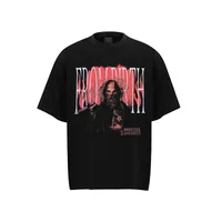 Jiayiku Men's  Summer American Street Fashion Brand Washed Tee Cultural Shirt Dark Character T-Shirt Short Sleeve sku image 6