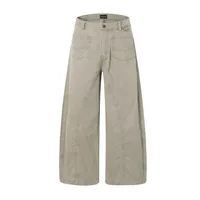 Jiayiku Men's  American Retro Washed Personalized Cleanfit Casual Pants Straight Loose Wide-Leg Pants sku image 1