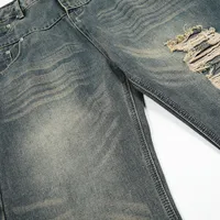 Jiayiku Trendy Brand  American Scimitar Pants Retro Washed Ripped Jeans Men's Straight-Leg Personalized Wide-Leg Pants main image 4