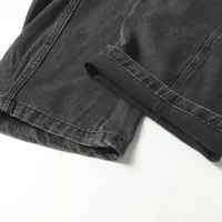 Jiayiku Men's  New American High Street Pleated Rivet Retro Washed Jeans Scimitar Wide Leg Trousers main image 3