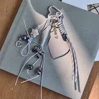 New Miu Style Bow Leather Love Hair Ball Alloy All-match Car Keychain Decorative Bag Personalized Hanging Accessories sku image 2