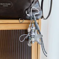 New Miu Style Bow Leather Love Hair Ball Alloy All-match Car Keychain Decorative Bag Personalized Hanging Accessories main image 3