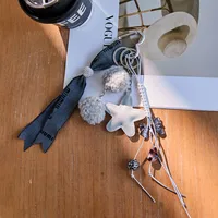 New Miu Style Bow Leather Love Hair Ball Alloy All-match Car Keychain Decorative Bag Personalized Hanging Accessories sku image 3
