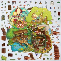 Cartoon Landscaping Mushroom Hut Sticker Miniature World 3D Hut Little Red Book Decompression DIY Scene Hand Account Sticker main image 2