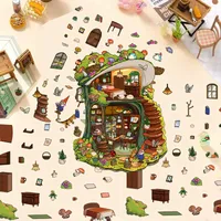 Cartoon Landscaping Mushroom Hut Sticker Miniature World 3D Hut Little Red Book Decompression DIY Scene Hand Account Sticker main image 3