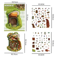Cartoon Landscaping Mushroom Hut Sticker Miniature World 3D Hut Little Red Book Decompression DIY Scene Hand Account Sticker main image 5