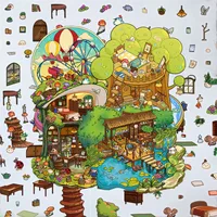 Cartoon Landscaping Mushroom Hut Sticker Miniature World 3D Hut Little Red Book Decompression DIY Scene Hand Account Sticker sku image 4