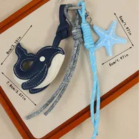 Internet Celebrity Whale Light Luxury Leather Pendant Keychain Cartoon Cute Dancing Whale Key Chain Niche Handbag Pendant main image 4