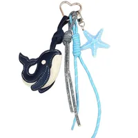 Internet Celebrity Whale Light Luxury Leather Pendant Keychain Cartoon Cute Dancing Whale Key Chain Niche Handbag Pendant main image 5
