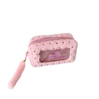 Ins Simple Bow Pencil Bag New Style Plush Large Capacity Stationery Storage Bag Student DIY Material Storage Bag main image 5