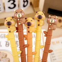 Creative Kapibara Holding Bamboo Gel Pen Student Stationery Wholesale Children's Day End-Of-Semester Christmas Gift Prize Reward main image 1